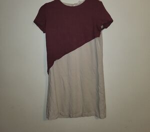 Hidden Alley’s Chic Asymmetrical Burgundy and Beige Dress